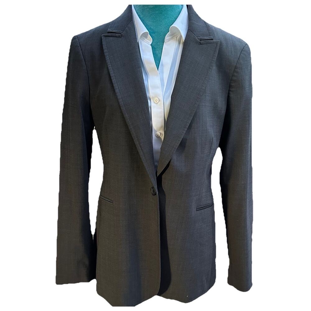 Antonio Melani Blazer Women 14 Grey 1 button wool spandex - Picture 2 of 7
